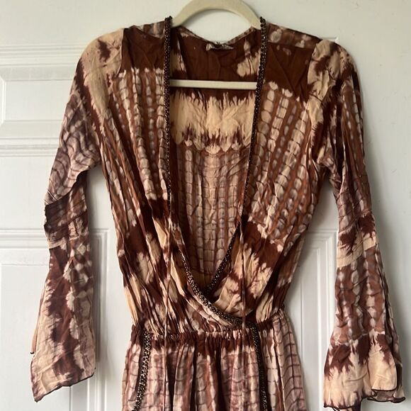 Brown Tye Dye Romper from KUSH - Size Small - BRAND NEW w Tags - Long Sleeve - Picture 3 of 6